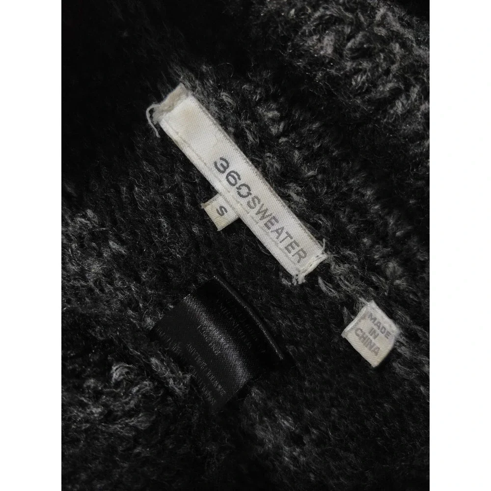 360 Sweater Gray & Black Striped Wool Blend Drape Front Open Cardigan Size S - Picture 7 of 7